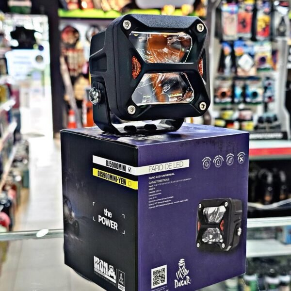 FARO CUADRADO 3'' COLOR BLANCO CON GIROS AMBAR - 20 WATTS - 4 CHIP OSRAM P8 - 12V/24V