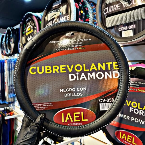 CUBRE VOLANTE IAEL NEGRO CON DETALLES BRILLOS