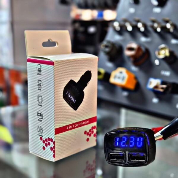 CARGADOR ENCENDEDOR DOBLE USB CON VOLTIMETRO