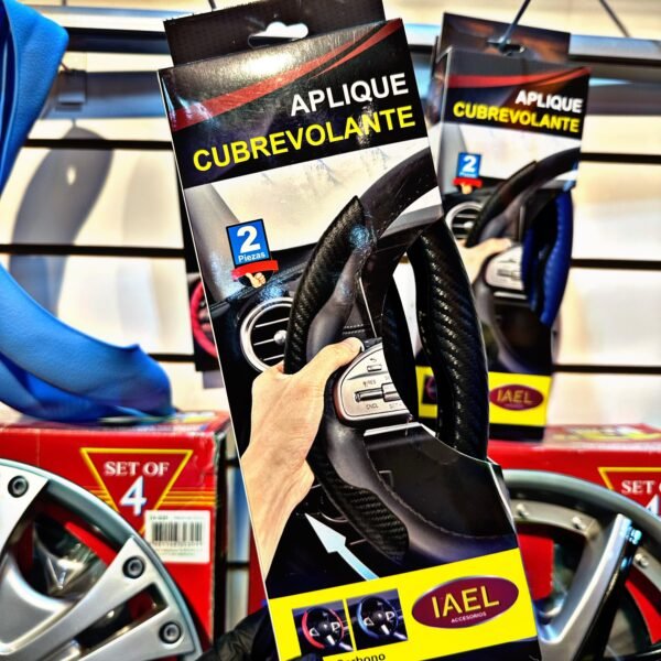 CUBRE VOLANTE APLIQUES 2PCS NEGRO CARBONO