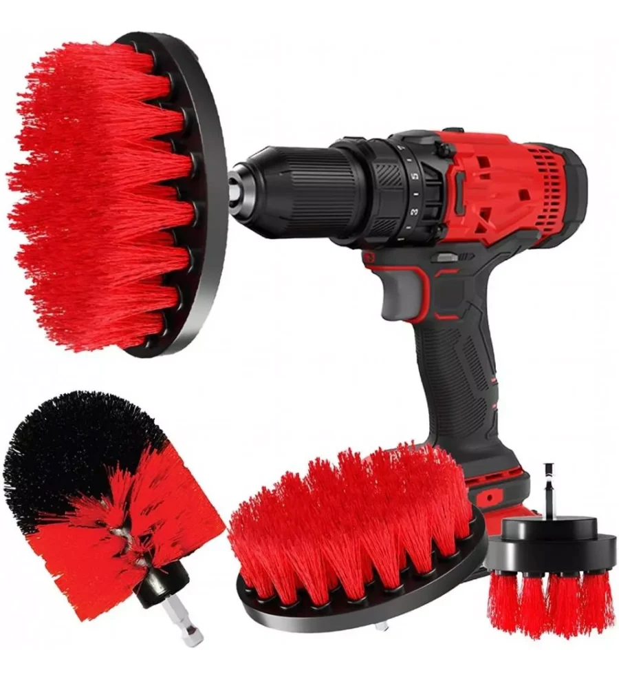 KIT CEPILLO PARA TALADRO x3 3D ROJO - Imagen 2