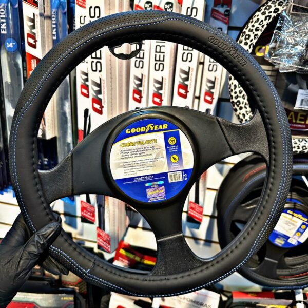 CUBRE VOLANTE GOODYEAR NEGRO C/AZUL
