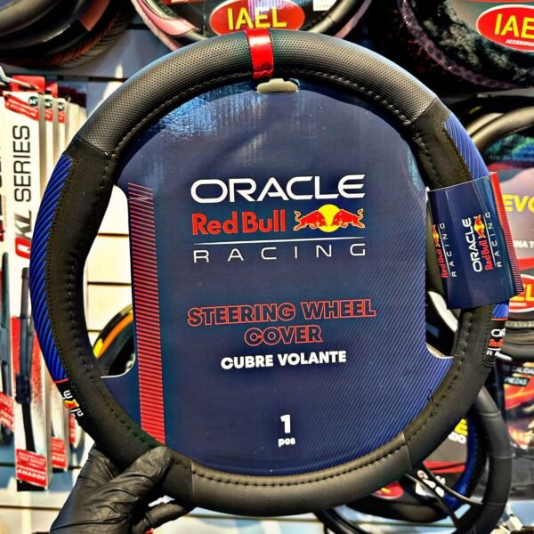 CUBRE VOLANTE RED BULL APLIQUE GOMA LINEA Y COSTURA AZUL