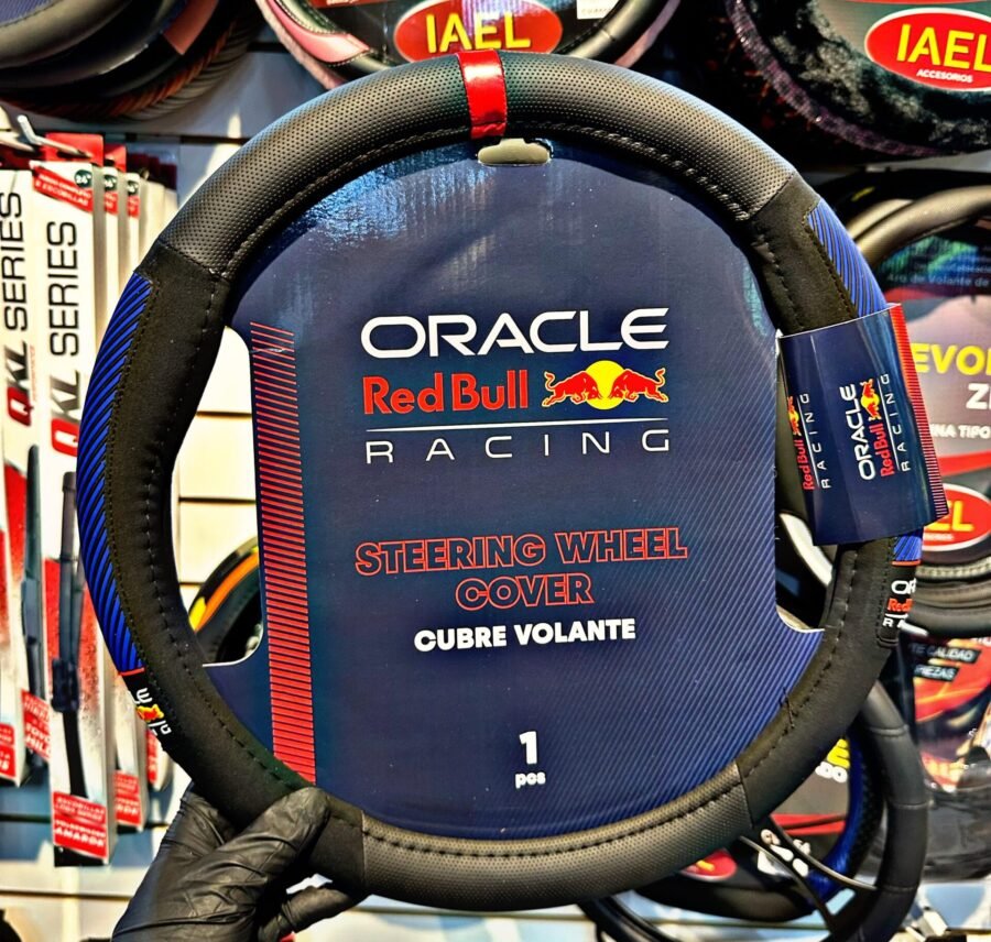 CUBRE VOLANTE RED BULL APLIQUE GOMA LINEA Y COSTURA AZUL
