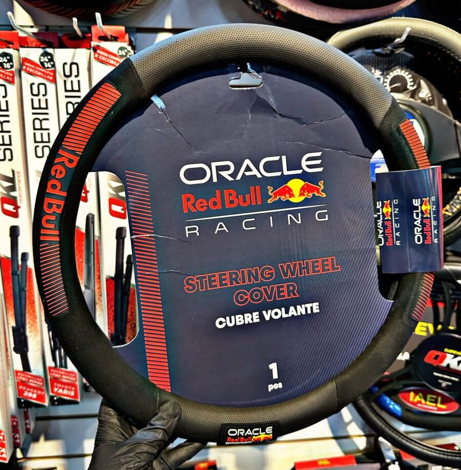 CUBRE VOLANTE RED BULL APLIQUE GOMA LINEA Y COSTURA ROJO