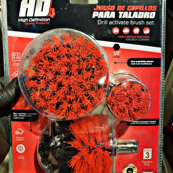 KIT CEPILLO PARA TALADRO x3 3D ROJO