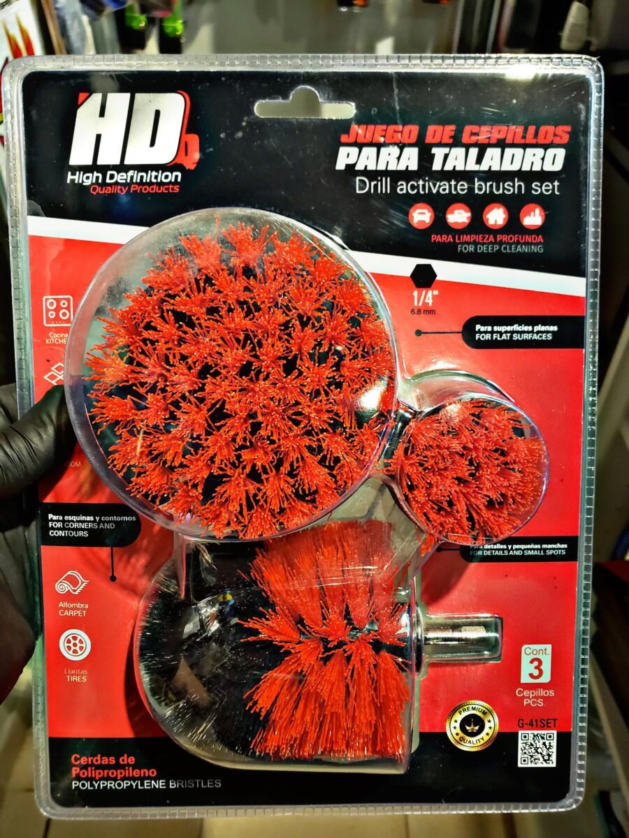 KIT CEPILLO PARA TALADRO x3 3D ROJO