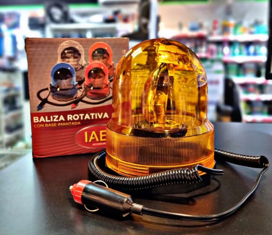 BALIZA GIRATORIA REDONDA 12V AMBAR
