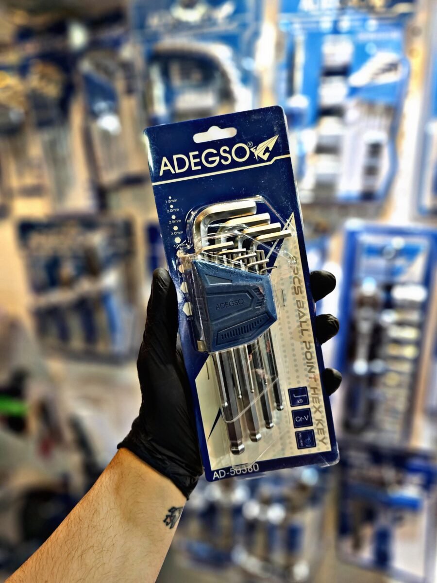 ADEGSO Jgo llave hex corta 9 Pzas esferica