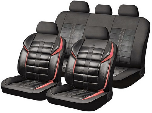 CUBRE ASIENTO B HR CARBON NEGRO/ROJO