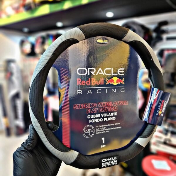 CUBRE VOLANTE 38CM BASE PLANA, NEGRO CON GRIS LATERAL - ORACLE RED BULL RACING