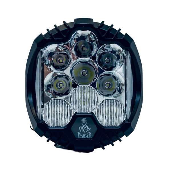 FARO DAKAR FORCE 9" 15 LEDS CREE 180 WATTS LOGO ILUMINADO - DRL BLANCO Y AMBAR - 12V A 36V