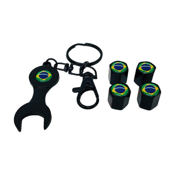KIT TAPITAS DE VALVULA BANDERA BRAZIL NEGRA