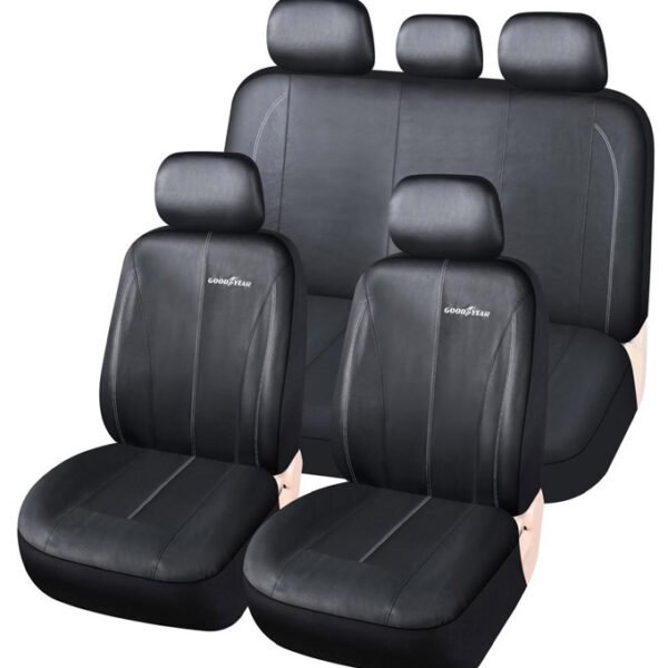 FUNDA ASIENTO GOOD YEAR CUERINA NEGRO COSTURA GRIS