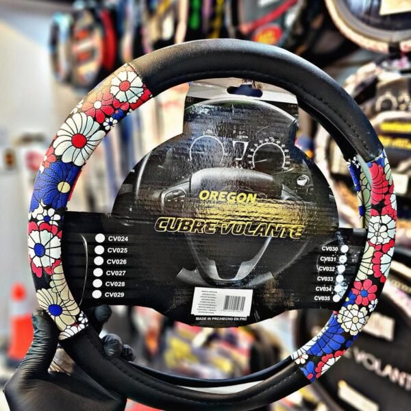 CURE VOLANTE OREGON NEGRO CON FLORES