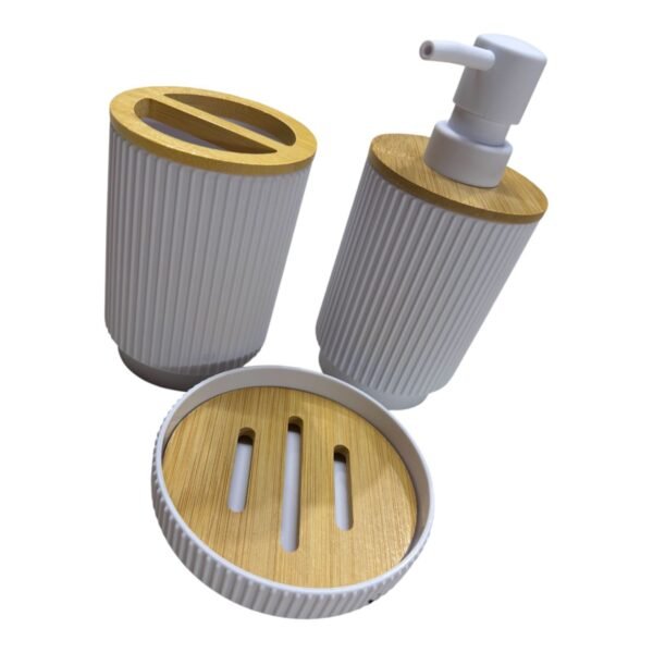 MP HOME SET DE BAÑO BLANCO/MADERA REDONDO