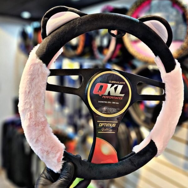 CUBRE VOLANTE QKL ROSA PELUCHE C/OREJAS