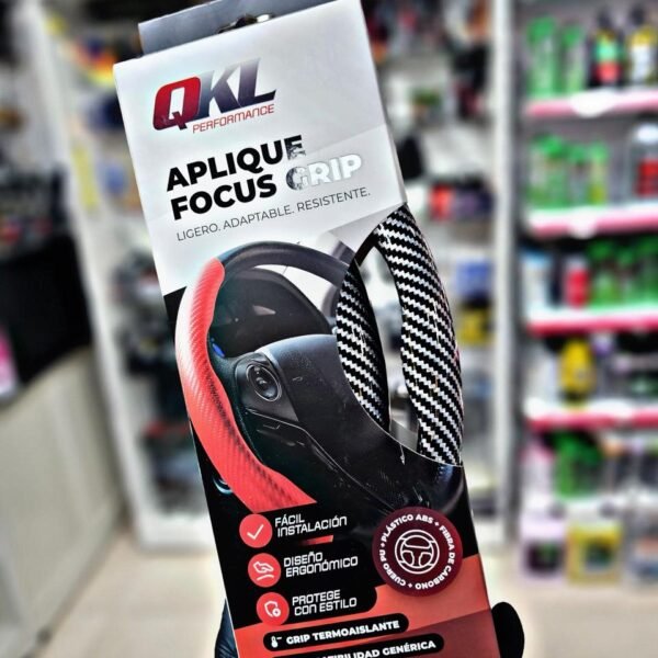 CACHA CUBRE VOLANTE QKL GRIS METALIZADO CARBONO