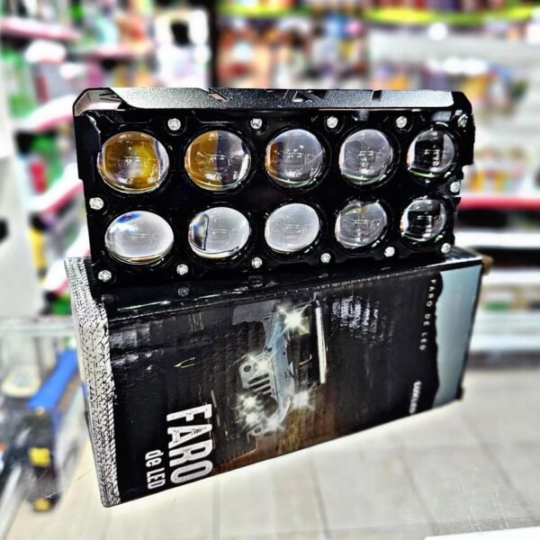 FARO DOBLE RECTANGULAR 10 LUPAS 12/24V BLANCO/AMBAR