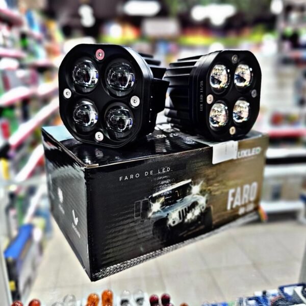FARO CUADRADO X PAR 4 LUPAS 12/24V BLANCO/AMBAR