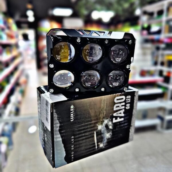 FARO DOBLE RECTANGULAR 6 LUPAS 12/24V BLANCO/AMBAR