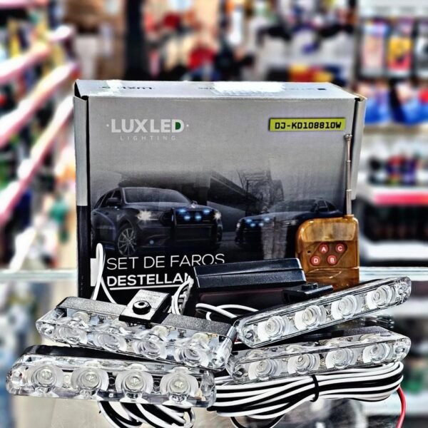 SET X4 FAROS DESTELLANTES AZUL 12-24V