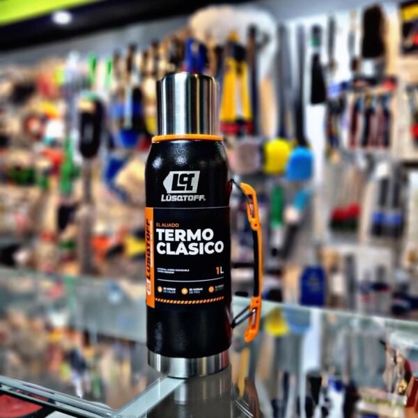 LUSQTOFF TERMO ACERO INOX. 1 LT - NEGRO