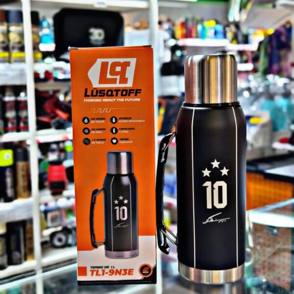 LUSQTOFF TERMO ACERO INOX. 1 LT - NEGRO