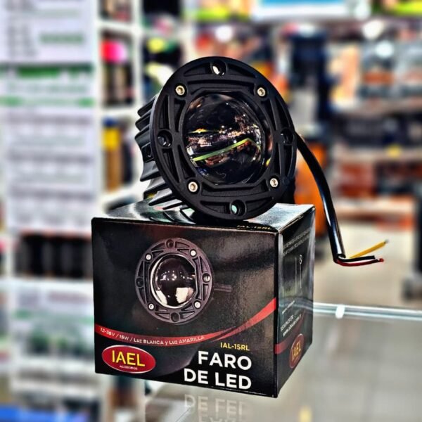 FARO LED ANTINIEBLA LUPA, 7,5CM, 15W LUZ BLANCA Y AMBAR