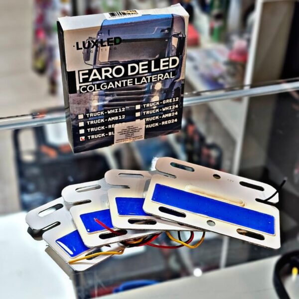 PACK X4 FAROS LATERALES CAMION AZUL 12V