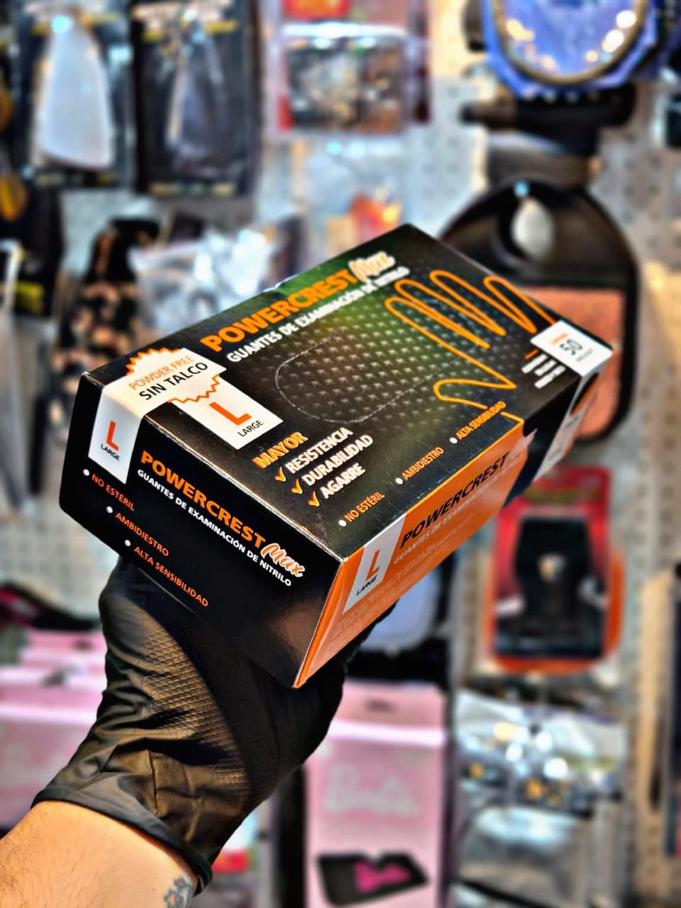 CAJA GUANTE NITRILO POWERCREST MAX NARANJA TALLE L