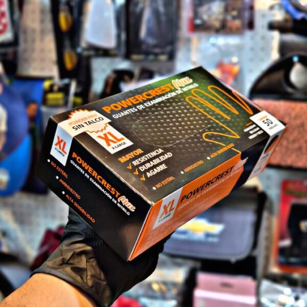 CAJA GUANTE NITRILO POWERCREST MAX NARANJA TALLE XL